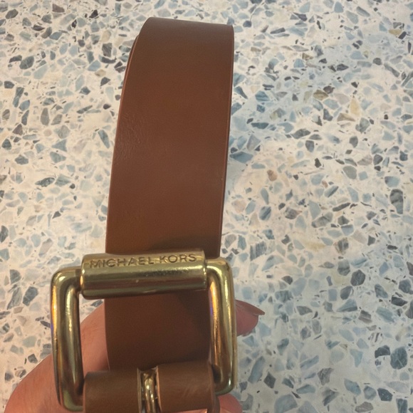 Michael Kors Other - Michael Kors Brown Leather Belt Gold Buckle Wide Designer Belt L
